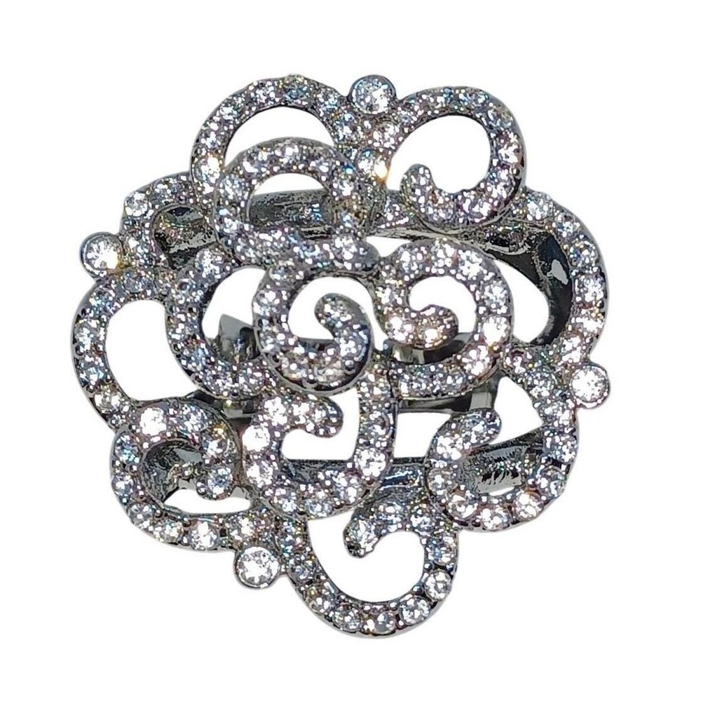 INC Women's Silver-Tone Faux Crystal Pave Rose Statement Ring Sz 6 New with Tag - Picture 6 of 7